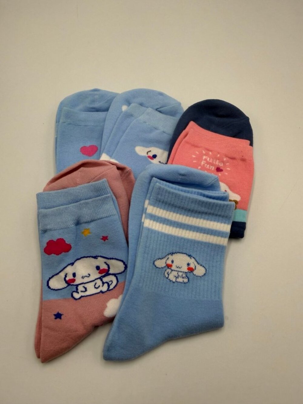 Cinnamoroll Women's Socks 5 Pair Set Size 4-10 Blue Pink Kawaii Character